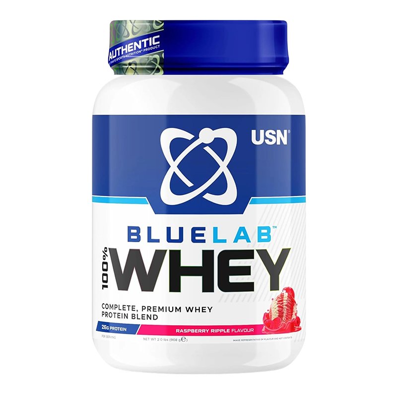 USN Blue Lab 100% Whey Protein 908 G - Whey Raspberry Ripple