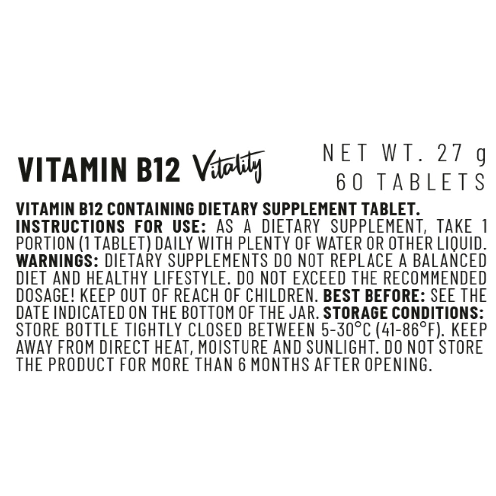 Vitacorp Vitality Vitamin B12 60Tabs Best Price in Abu Dhabi