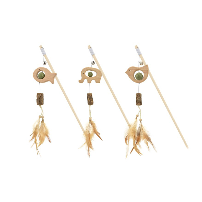 Wooden Animal Stick With Catnip And Feather Cat Toys Best Price in Dubai