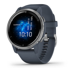 Garmin Venu 2 Silver Bezel with Granite Blue Silicone Band 45 MM
