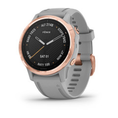 Garmin Fenix 6S Pro, 42mm Sapphire Edition Rose Gold Tone with Power Gray Band 010-02159-21