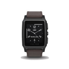 Vector Meridian Brushed Black with Brown Leather Strap