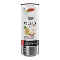 Celsius Live Fit Sparkling Drink 355ml Pack of 12 - Fuji Apple Pear 1 Box of 12 Cans