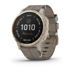 Garmin Fenix 6S Pro Solar Edition Light Gold with Shale Gray Suede Band 42mm Music WiFi