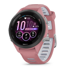 Garmin Forerunner 265S Black Bezel with Light Pink Case and Light Pink/Powder Grey Silicone Band 42 MM
