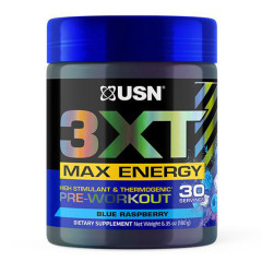USN Pre Workout 3XT Max Energy 30 Servings Blue Raspberry