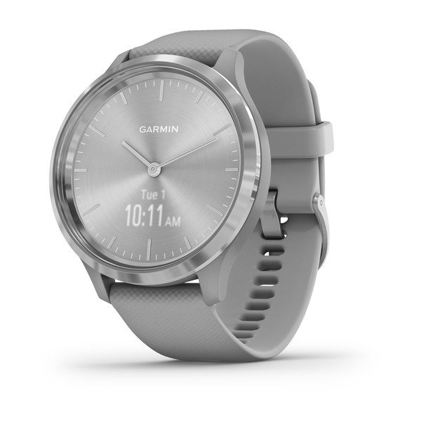 Garmin Vivomove 3 Silver Stainless Steel Bezel with Powder Grey Case and Silicone Band  (010-02239-20)