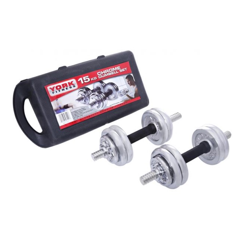 York Dumbbell Set 15KG In a Box with Chrome Finish