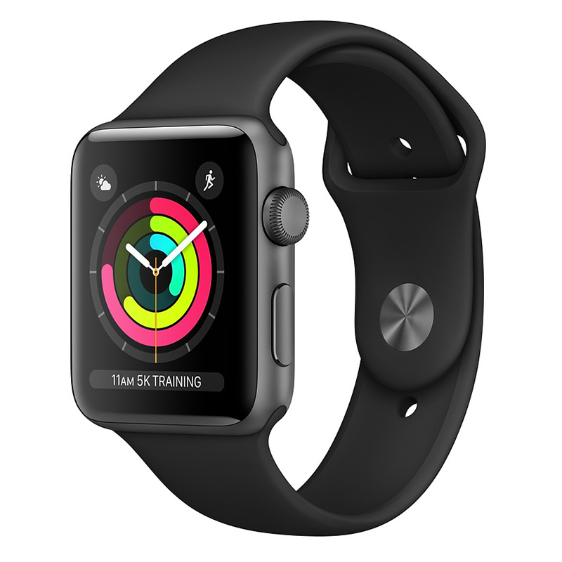 Apple Watch Series 3 (GPS) - 38mm Space Gray Aluminum Case with Black Sport Band