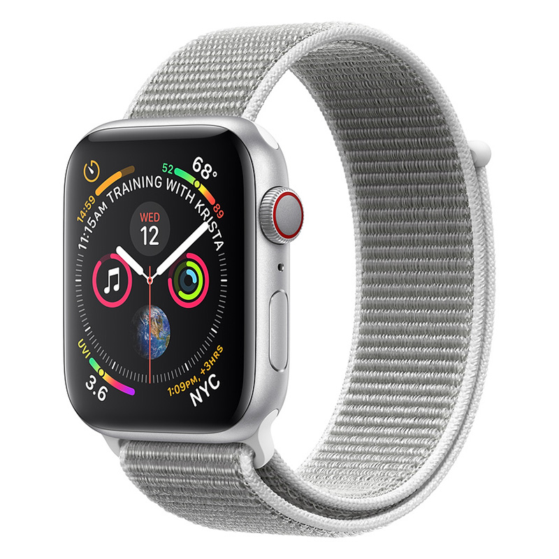 Apple Watch Series 4 GPS + Cellular 44mm Silver Aluminum Case With Seashell Sport Loop