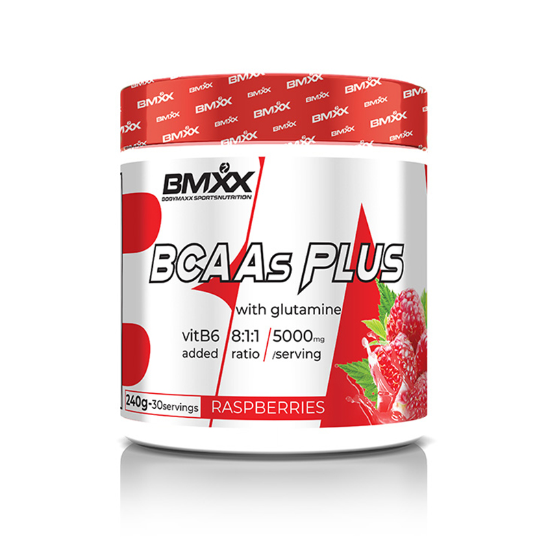 Body Max BCAAS Plus 8:1:1- Branched Chain Amino Acids With Glutamine And Vit B6 240 G - Raspberries