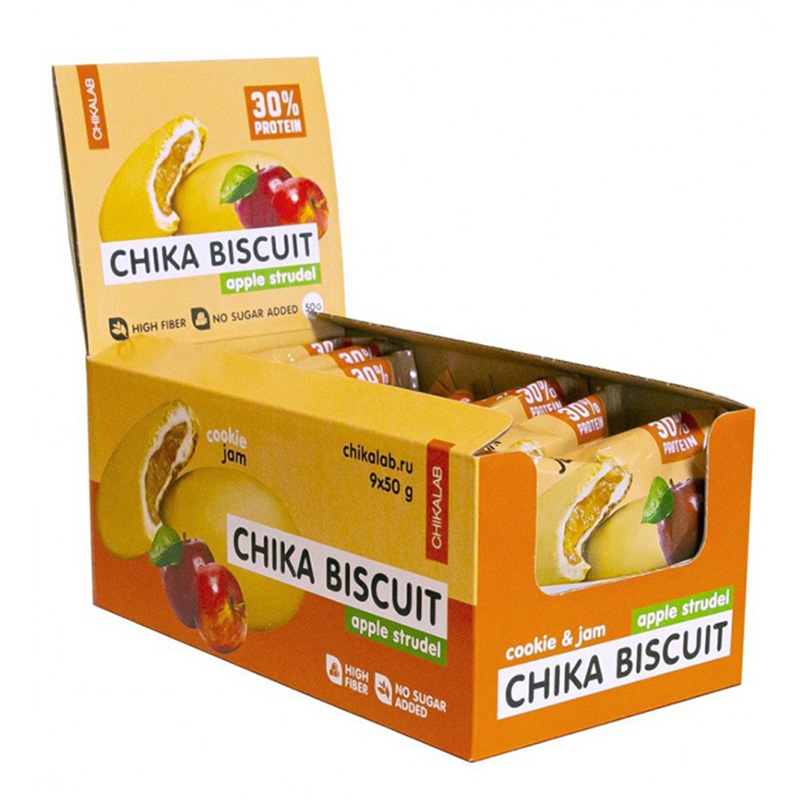 Bombbar Chika Protein Biscuits Apple Strudle Box of 9 Packs