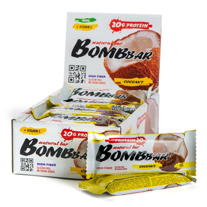 Bombbar Protein Bar 20 Bars in a Box 60g Coconut