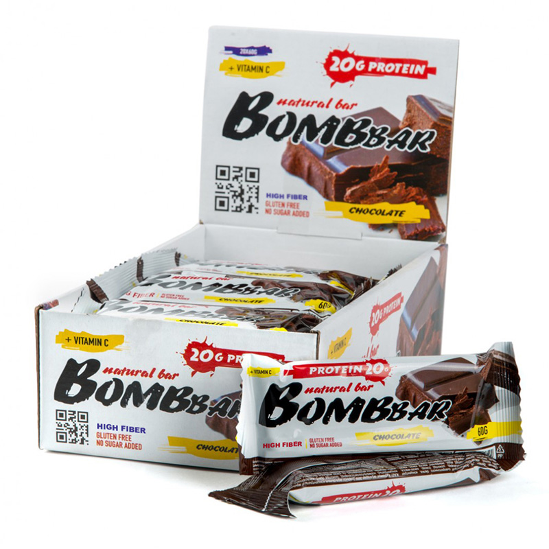 Bombbar Protein Bar 20 Bars in a Box 60g Double Chocolate