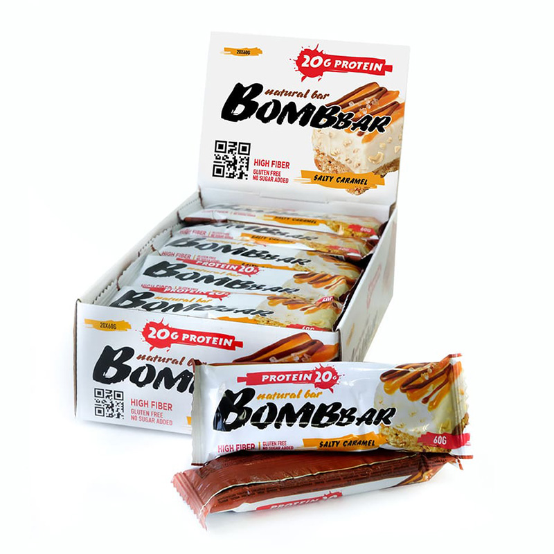 Bombbar Protein Bar 20 Bars in a Box 60g Salty Caramel