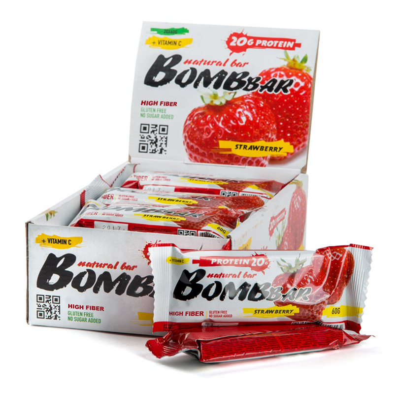 Bombbar Protein Bar 20 Bars in a Box 60g Strawberry