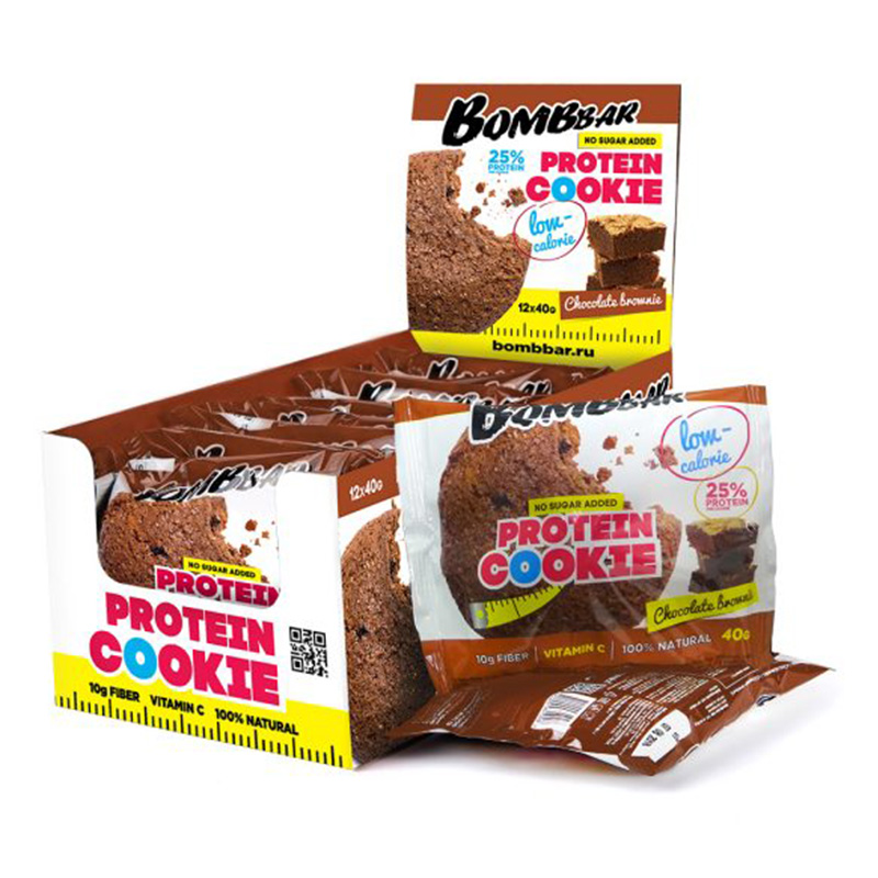 Bombbar Protein Cookies 12 in a Box 40g Chocolate Brownie