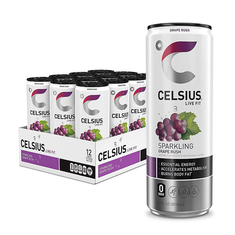 Celsius Live Fit Sparkling Drink 355ml Pack of 12 - Grape Rush