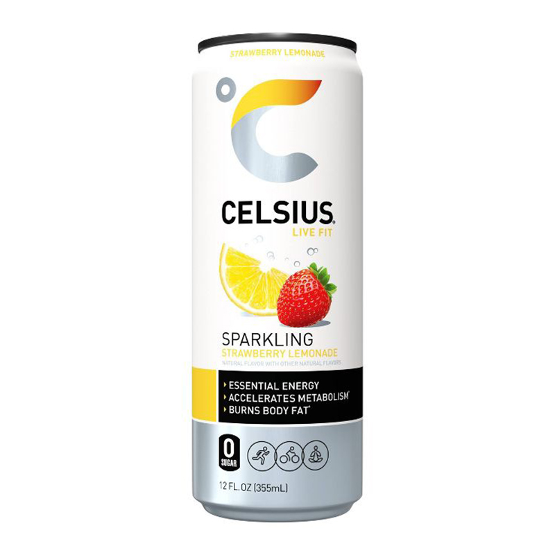 Celsius Live Fit Sparkling Drink 355ml Pack of 12 - Strawberry Lemonade 1 Box of 12 Cans