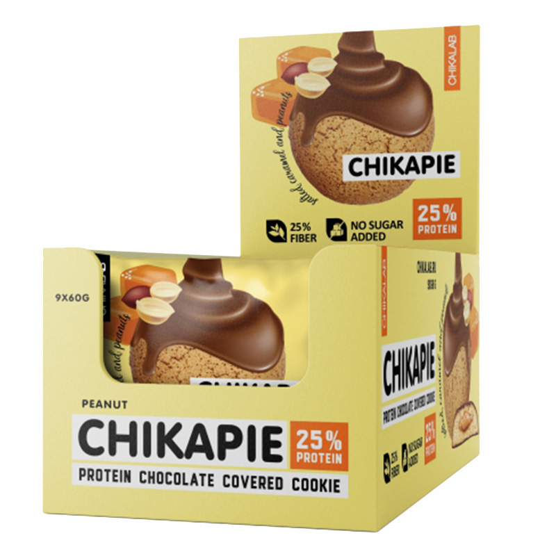 ChikaLab Protein Cookies 60 G 9 Pcs in Box - Peanuts Filling