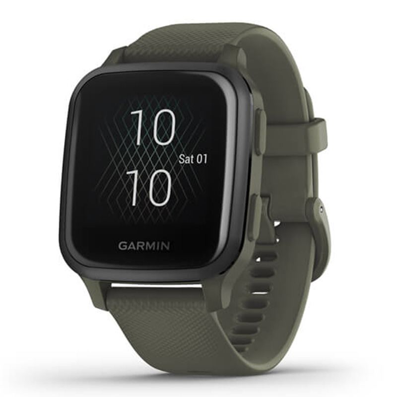 Garmin Venu Sq - Music Edition Slate Aluminum With Moss Case Silicone Band 40 MM