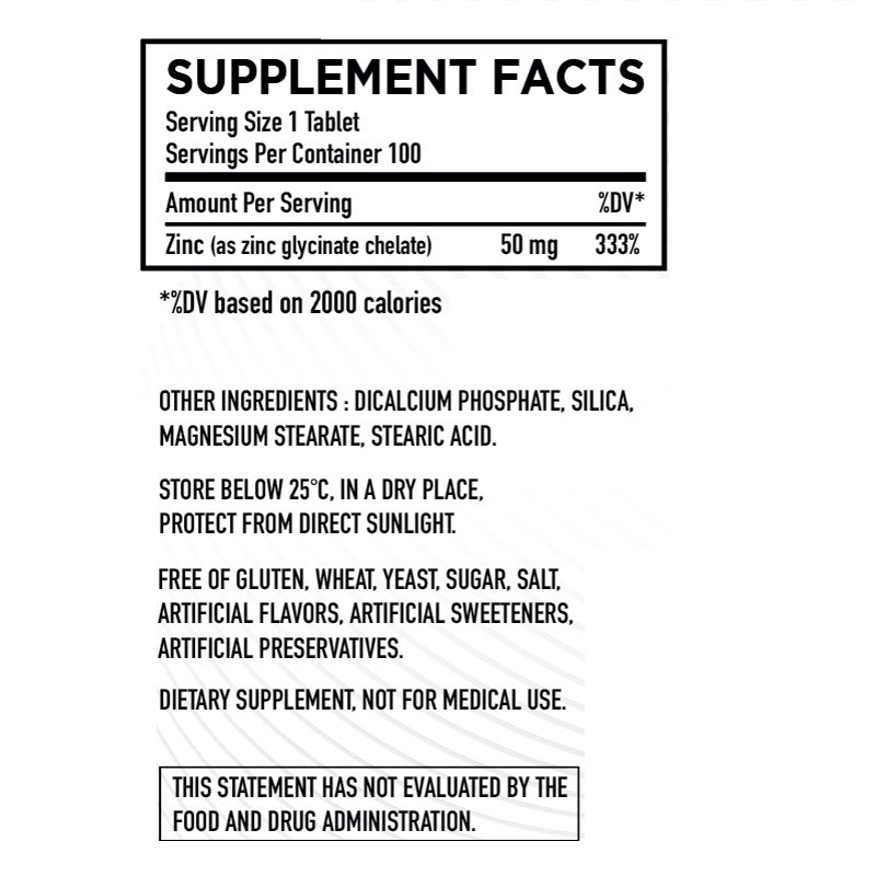 Buy HC Nutrition Zinc 50 mg 100 Tablet in Dubai, Abu Dhabi, Sharjah, UAE