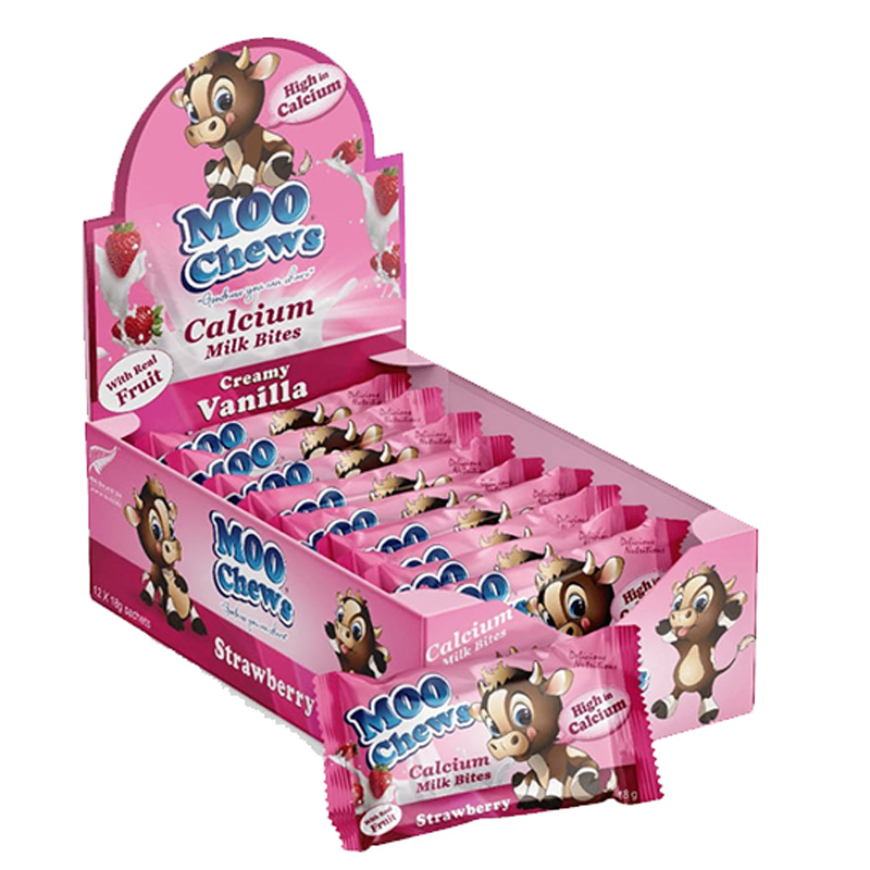Moo Chews Calcium Milk Bites Pack of 12 - Strawberry Flavor